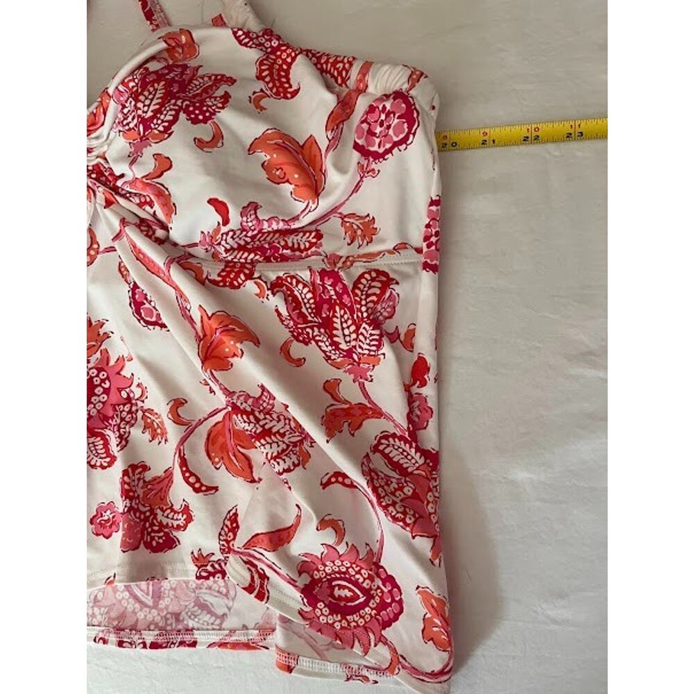 Lands End Tankini Swimsuit Top 22W Pink Floral Hawaiian Built In Bra - Picture 5 of 8